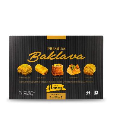 Premium Baklava Assortment with Honey 44 pcs | 820g (1.8 lbs) - Delicious Mediterranean Treats - Buy Online on GoSupps.com