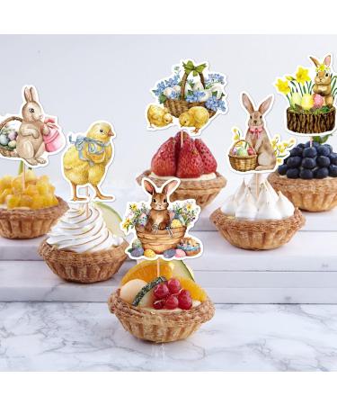 Easter Bunny Ear Cupcake Toppers 24pcs Easter Cake Inserts Bunny Easter Party Cake Decoration Inserts Cartoon Cupcake Picks for Photo Wall Photo Booth Background Candy Box - Buy Online on GoSupps.com
