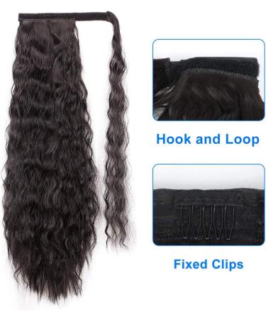 JessLab 24 Inch Corn Wave Drawstring Ponytail Extension | Medium Dark Brown (4#) | Heat Resistant Synthetic Hairpiece for Women - Buy Online on GoSupps.com