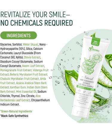 Natural Fluoride Free Toothpaste - Nano Hydroxyapatite Remineralizing Sensitive Teeth Whitening & Zero Waste Tube - Dentist Recommended for Adult & Kids Oral Aloe Vera & Chamomile (Single Aloe) 1 Pack Aloe - Buy Online on GoSupps.com