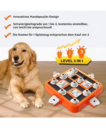 Dufuso Level 3 Dog Intelligence Toys - Slow Feeder for Small Medium & Large Dogs - Tough Puzzle Orange - Buy Online on GoSupps.com