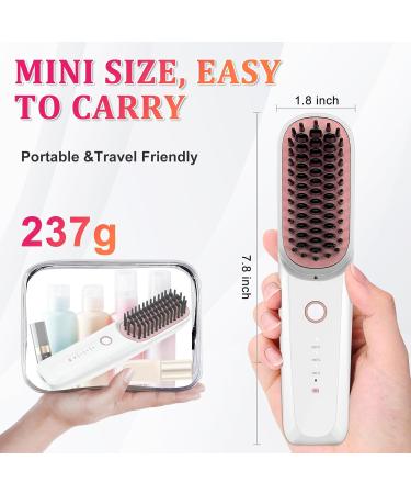 Buy Cordless Hair Straightener Brush - Portable USB-C Rechargeable Mini Ionic Hot Comb for Travel - Lightweight Anti-Scald Styling Brush for Women - Buy Online on GoSupps.com
