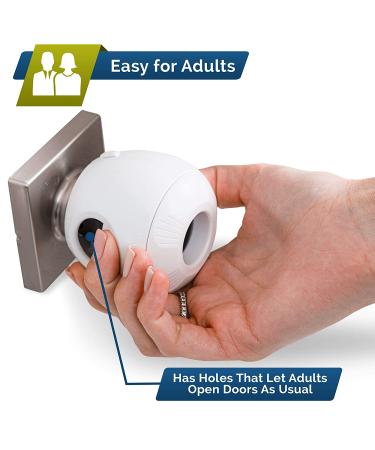 Child Safety Door Knob Cover (4 Pack) | Dual-Lock Handle Covers for Kids | Reusable Baby Proof Locks | Easy Installation | White (4 Pack) - Buy Online on GoSupps.com