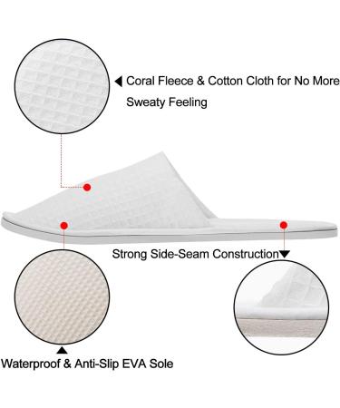 Echoapple Waffle Closed Toe White Slippers - Unisex Perfect for Spa Travel & Parties - Adjustable Fit for Most Sizes - Buy Online on GoSupps.com