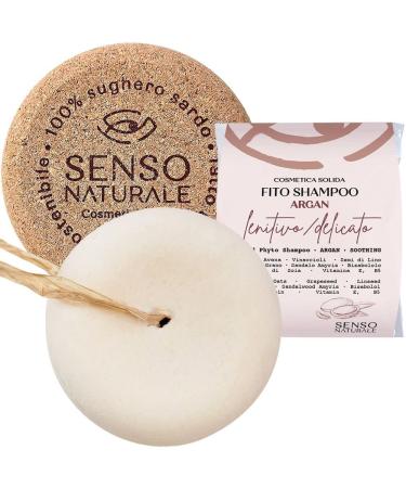 Senso Naturale Solid shampoo argan soothing and soft frequent washing with argan oil oat sandal for all vegan hair 65 g with holder