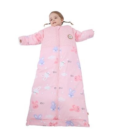 Chilsuessy Baby Sleeping Bag 2.5 Tog Winter Sleeping Sack Wearable Blanket for Kids Adjustable Length Removable Sleeves Toddler Sleeping Bag for Boys Girls 2.5 Tog/Pink Rabbit 120cm/3-6 Years 2.5 Tog/Pink Rabbit 120cm/3-6 Years