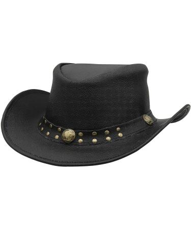 SideWinder Australian Cowboy Leather Hat - Unisex Adult Wide Brim Outback Western Style (Medium Black) - Buy Online on GoSupps.com