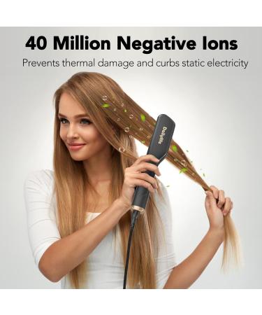 DAILYLIFE Hair Straightener Brush - Ionic Heat Comb with Digital Display Oil-Infused Dual Voltage 9 Temperature Settings for Women - Perfect for International Shipping - Buy Online on GoSupps.com
