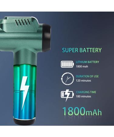 Percussion Massage Gun - Wireless Handheld Deep Tissue Muscle Massager with 6 Speeds & 6 Massage Heads - Quiet Brushless Motor - Light Green - Buy Online on GoSupps.com