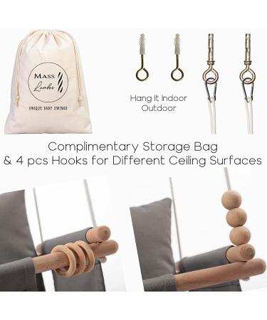 Mass Lumber Canvas Baby Swing Outdoor Indoor with Safety Belt - Dark Gray | Toddler Age 1-3 | Ceiling Hardware Included - Buy Online on GoSupps.com