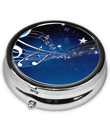 Blue Music Printed Mini Round Pill Box | 3 Compartment Portable Pill Organizer for Travel Home & Office - Buy Online on GoSupps.com