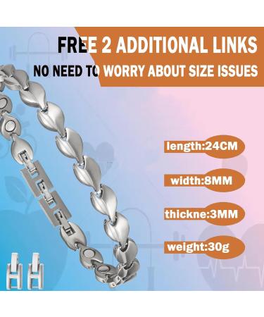 Titanium Magnetic Anklet for Women - Copper Grain Jewelry (24 cm 8 mm) - Silver - Enhance Wellness & Style - Buy Online on GoSupps.com