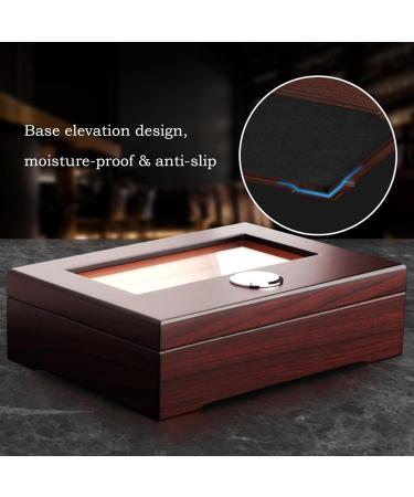 Cigar Humidor Case with Hygrometer Humidifier Handmade Cedar Wood Cigar Box Glass-Top Portable Travel Cigar Case Hold 20-30 Cigars for Men - Buy Online on GoSupps.com