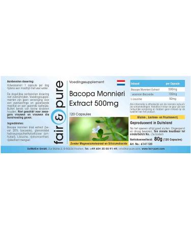 Fair & Pure Bacopa Monnieri Capsules 500mg - Vegan - 120 Capsules | Brahmi Supplement - Buy Online on GoSupps.com