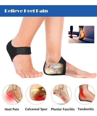 Plantar Fasciitis Heel Cups - Adjustable Heel Protector for Pain Relief - L(7-12UK) Black - Buy Online on GoSupps.com