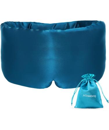 ATREEEBAG Silk Sleep Mask for Women & Men - 100% Skin-Friendly Eye Mask Adjustable Velcro Night Mask in Peacock Blue - Perfect for Home & Travel - Buy Online on GoSupps.com