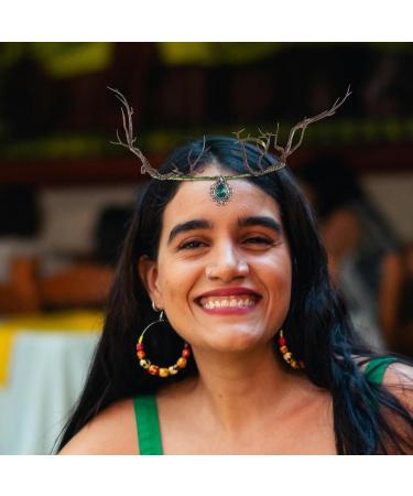 Beavorty Hair Accessory Fairy Antler Crown Elf Flower Headpiece Leaf Tiara Circlet Forest Headband Tree Branches Headdress for Renaissance Halloween Cosplay Festival Accessory - Buy Online on GoSupps.com