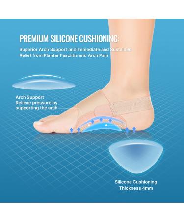 Arch Support Brace for Plantar Fasciitis Relief | Adjustable Compression Bands & Gel Pads for Women - Comfortable Inserts for Flat Feet High & Fallen Arches (One Size Nude - Buy Online on GoSupps.com