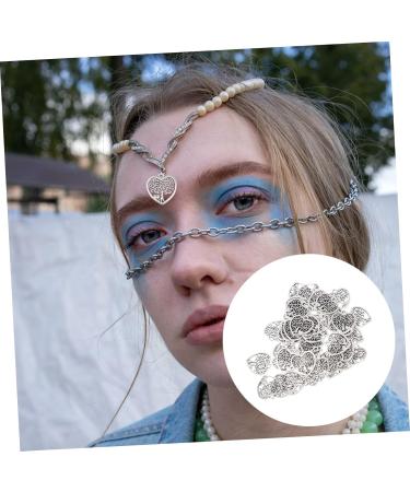 50pcs Pendant Jewel Earrings Heart Earring Retro Charms Alloy Hanging Ornaments Key Chain Hollow Out 1.8X1.7cm Silver - Buy Online on GoSupps.com