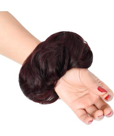 Yamel Natural Black Burgundy Messy Bun Hair Extension for Women - Updo Curly Scrunchie - Buy Online on GoSupps.com
