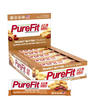 PureFit Protein Bar Peanut Butter Crunch Pack of 15 Protein Bars | 20g of Protein | 220 Calories | 8g of Sugar | 3g of Dietary Fiber | 900g of Pack- High Protein Low Carb Gluten Free Protein Bar Vegan Protein Bars Health