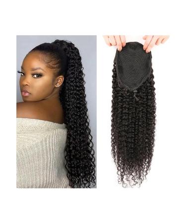 Ponytail Extension Curly Drawstring Ponytail for Black Women Kinky Curly Human Hair Ponytail Hair Extension Brazilian Remy Hair Clip in Curly Ponytails Hairpiece Ponytail Hairpiece for Women (Color 18Inch 150g Kinky Curly