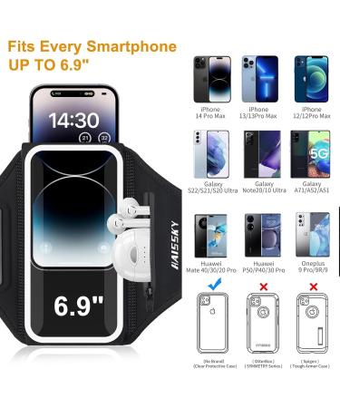 Sports Hardship Headphones Pocket - 3D Cell Phone Bracelet Holder for Running & Jogging | Compatible with iPhone 15/14/12 Pro Max & Samsung Galaxy S22/S21 - Black - Buy Online on GoSupps.com