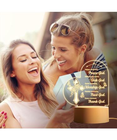 Engraved Christian Night Light - Inspirational Praying Words Gifts for Women | Religious Baptism & Christmas Gift - Buy Online on GoSupps.com
