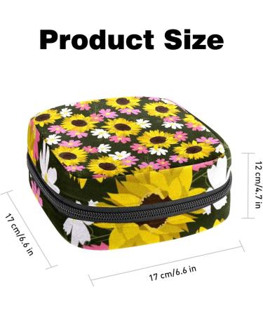 Sunflower Print Sanitary Napkin Storage Bag | Menstrual Cup & Nursing Pad Holder | Portable Period Kit Bag - Color 4 - Buy Online on GoSupps.com