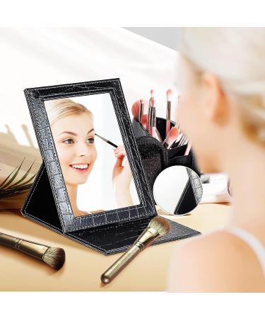 Portable Folding Makeup Mirror w/ Adjustable Stand for Travel/Desk - EIGSHOW (8X5.9 Inch) - Buy Online on GoSupps.com