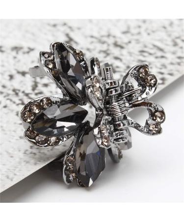 Winwinfly Vintage Flower Hair Claw Clips for Women | Black Rhinestone Hair Clip for Wedding Party Bridal School & Office - Gray A - Buy Online on GoSupps.com