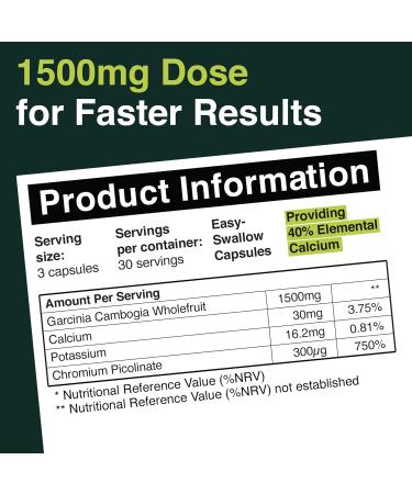Garcinia Cambogia 1500mg Daily Dosage - Premium Quality Supplement - UK Formulated - Vegetarian & Vegan - Optimum Strength - Garcinia Clean for Men & Women - 90 Capsules - Buy Online on GoSupps.com
