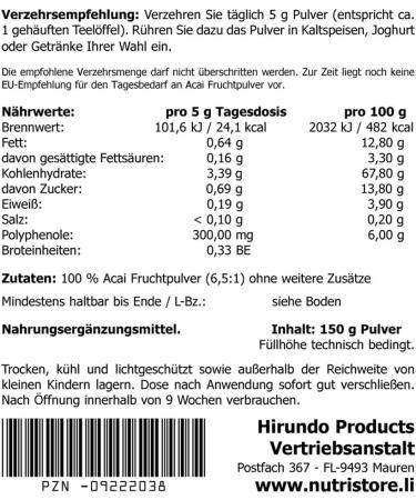 Acai Berry Fruit Powder 150g | 100% Pure & Rich in Antioxidants - Shop Internationally - Buy Online on GoSupps.com