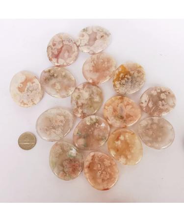 Manekieko Natural Sakura Agate Water Drop Chakra Thumb Worry Stone - Stress Relief Healing Reiki Crystal Pocket Palm Stones - International Shipping Available - Buy Online on GoSupps.com