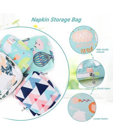 Portable Sanitary Napkin Storage Bag for Women - Geometric Figures Clouds Leaves Hot Air Balloon Design - Buy Online on GoSupps.com