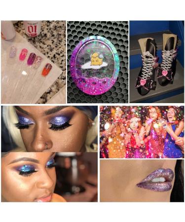 12 Colors Chunky Face Glitter - No Glue Cosmetic Body Nail Eye & Hair Art | Holographic Makeup Sequins for Rave & Festival - Buy Online on GoSupps.com