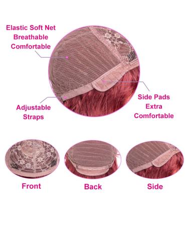 Wine Red Shoulder Length Wavy Bob Wig for Women - Heat Resistant Fiber, Natural Daily Use - Buy Online on GoSupps.com