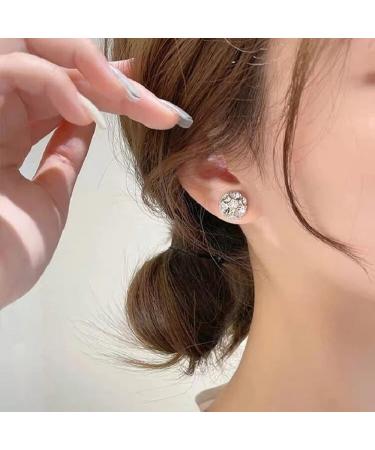 Feyley Magnetic Clip-On Earrings for Women & Girls | Round Pickled Zircon Fashionable Silver Earrings - Buy Online on GoSupps.com