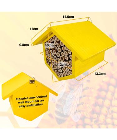 Bee Hotel with Wildflower Seeds - Boost Solitary Mason Bee Population with Yellow Bee House - Buy Online on GoSupps.com