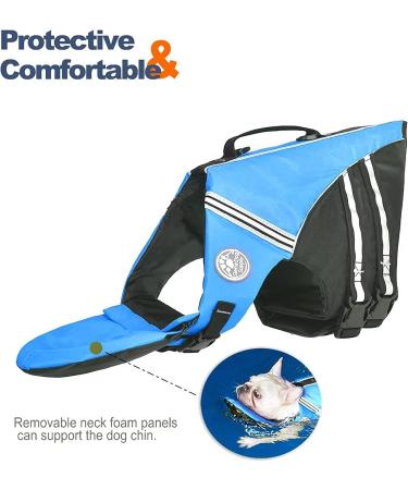 Petglad French Bulldog Life Jacket - Dog Life Vest with Handle & Reflective for Swim, Pool, Beach, Boating - Blue (Chest Girth 16.5-29.5) - Buy Online on GoSupps.com