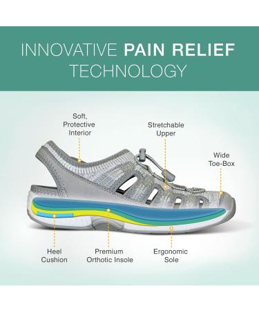 Orthofeet Women's Arch Support Sandals for Heel & Foot Pain Relief - Laguna 8 Wide Grey - Buy Online on GoSupps.com