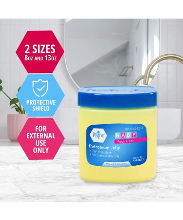 Med Pride Petroleum Jelly with Fresh Baby Scent - 8oz Skin Protectant for Dry Skin, Rashes, Burns & Wounds - Moisturizer for Lips, Hands, Skin & Diaper Rash - Buy Online on GoSupps.com
