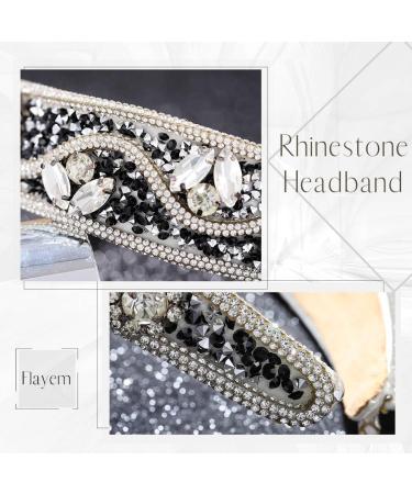 Flayem Rhinestone Headband Sparkly Crystal Headband Glitter Paddle Wide Hairband Gorgeous Banquet Hair Hoop Accessories for Women and Girls (Black White) - Buy Online on GoSupps.com