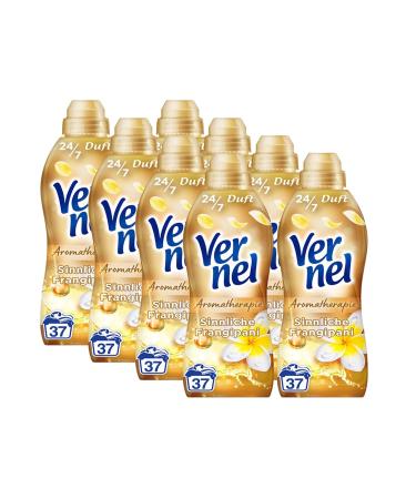 Venel aromatherapy sensual frangipani fabric softener 8x 37 WL (296 washloads) long -lasting laundry scent with essential oils for 24/7 fresh recyclable bottle 814 ml (8 Pack)