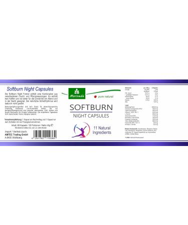 Moriveda Soft Burn Night Vegan Metabolism Capsules with Vitamin C L-Tyrosine & L-Carnitine | 60 Gluten-Free Pieces for Nighttime Support - Buy Online on GoSupps.com