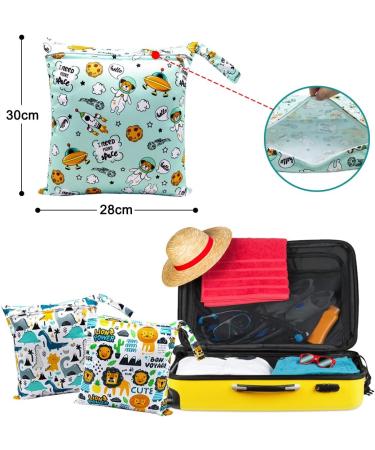 Wet Bag HOTLIKE Dry Wet Bag 3 PCS Nappy Bag for Cloth Diapers Travel Bag Organiser Waterproof Reusable Produce Bags with Handle and Zipper Pocket Wet Suit Bag for Trip Beach Daycare Gym (Green) - Buy Online on GoSupps.com