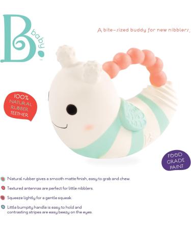 B. toys Soft Silicone Teething Ring - Bee Baby Toy | Squeaky PVC-Free | Safe for 0 Months+ - Buy Online on GoSupps.com