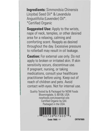 Now Foods Organic Lavender Roll-On 13 oz (10ml) | Aromatherapy Essential Oil - Buy Online on GoSupps.com