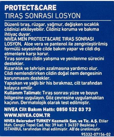 Nivea Men Protect & Care After Shave Fluid (100 ml) | Soothing After Shave with Aloe Vera & Vitamin B5 | 2 Pack - Buy Online on GoSupps.com
