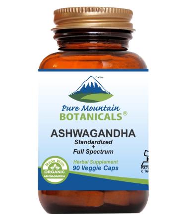 Ashwagandha Capsules - 90 Kosher Vegan Caps with 475mg Organic Ashwagandha Root & Potent Ashwagandha Extract - Buy Online on GoSupps.com